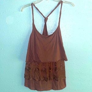 Lace embroidered cami tiered M